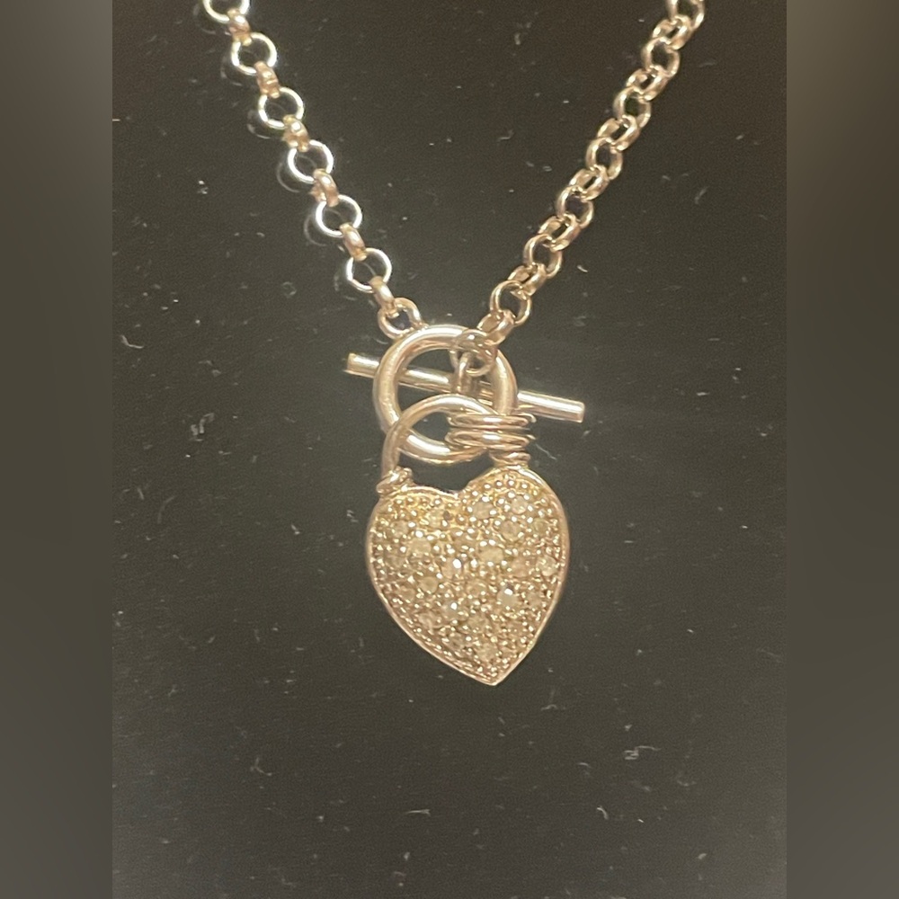 Sterling Silver Pave Necklace - Picture 2 of 8